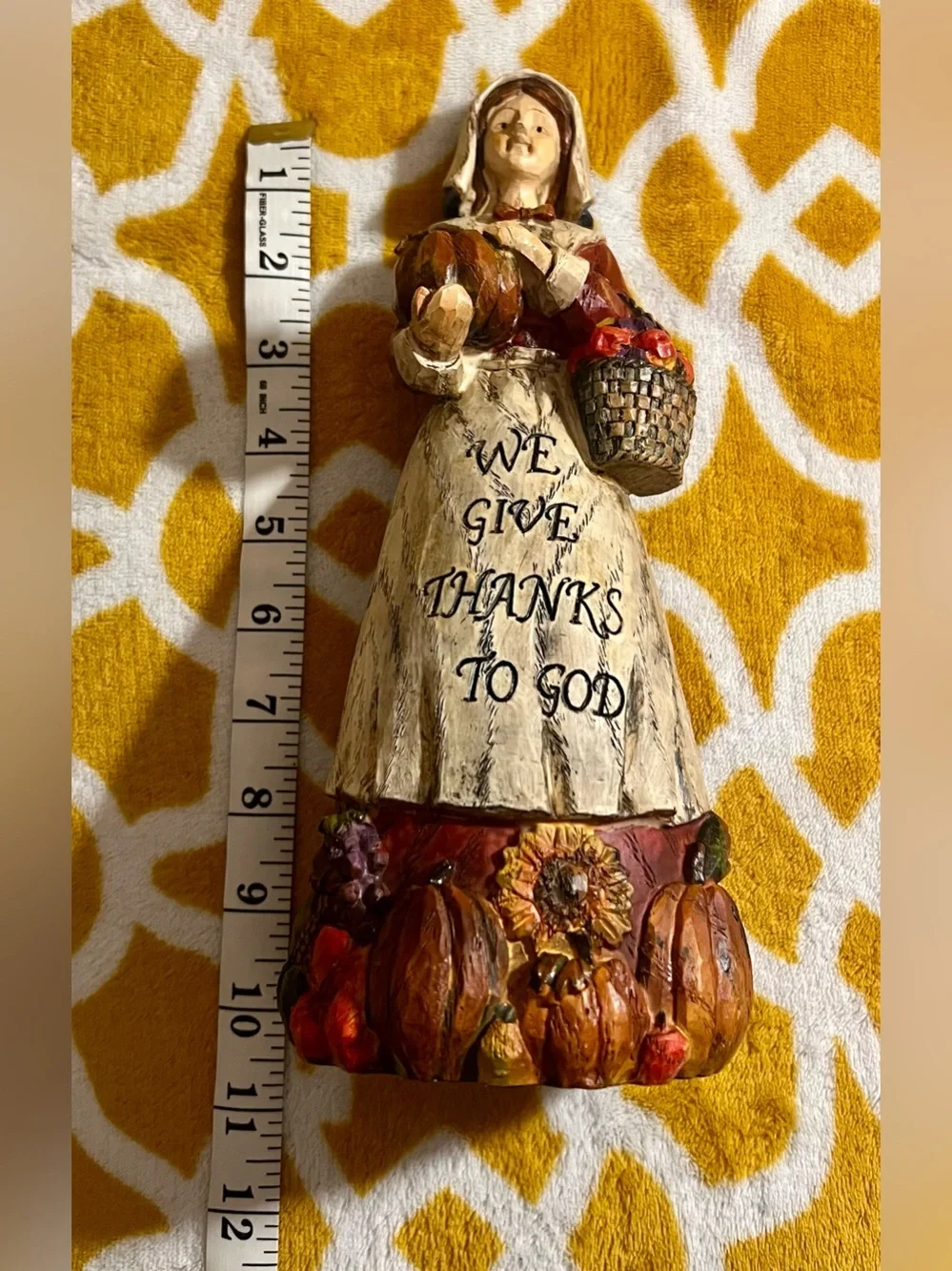 Thanksgiving Pilgrim Resin Figurine Signed 10